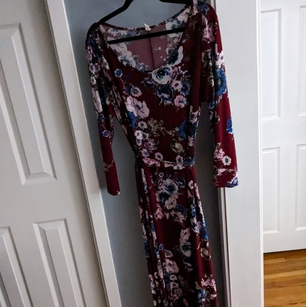 Pink Blush Maternity Burgundy Floral Maxi Dress